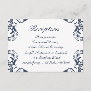 Elegant Damask Bröllopsmottagning Kort