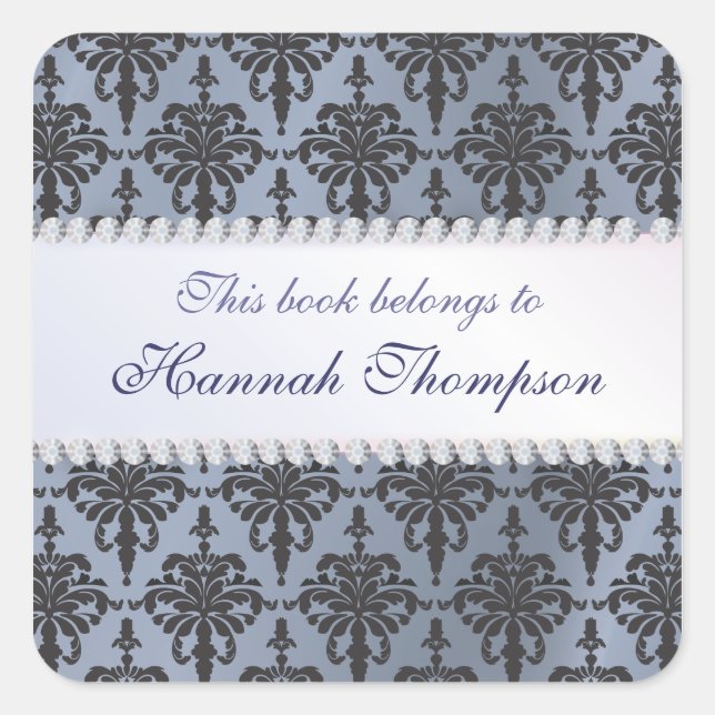 Elegant Damask Ex Libris Bok etikett (Framsida)