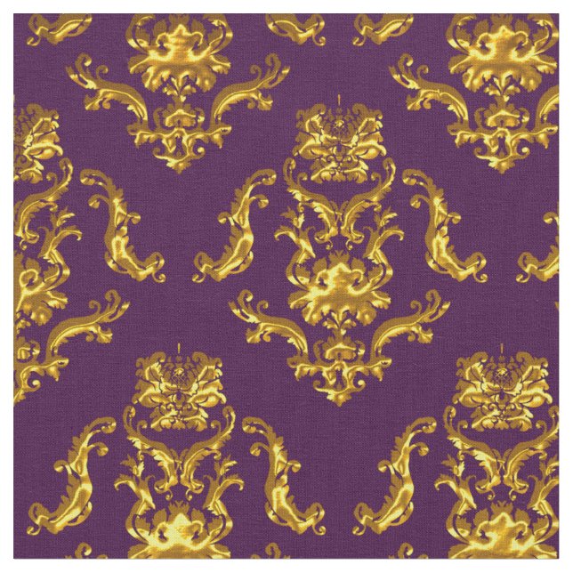 Elegant Damask Fabric Lila Tyg (Närbild)