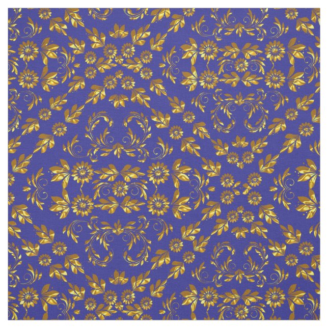 Elegant Damask Fabric Navy Blue Tyg (Provkarta)