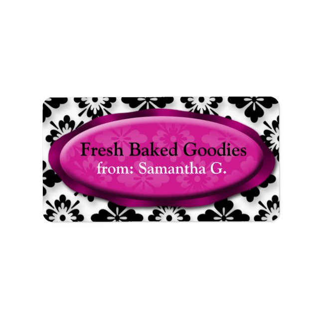 Elegant Damask Fuchsia Baking Labels Adressetikett (Framsidan)