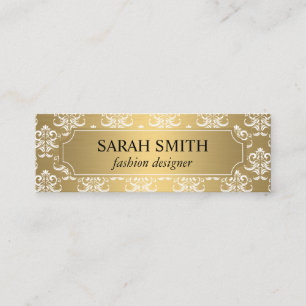Elegant Damask / Guld Metallisk Mini Visitkort