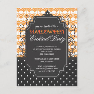 Elegant Damask Halloween Cocktail Party Inbjudningar
