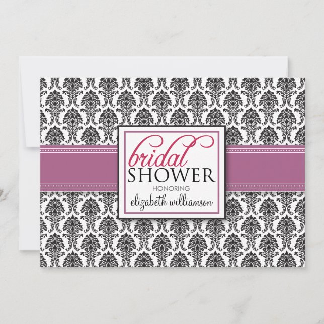 Elegant Damask Inbjudningskort för möhippan (lilac (Framsida)