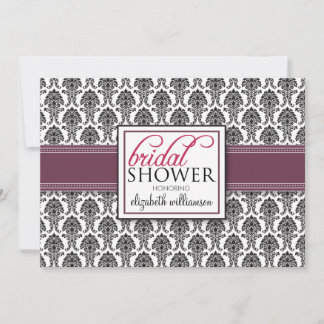 Elegant Damask Inbjudningskort för möhippan (plum)