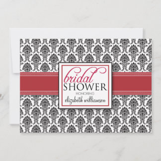 Elegant Damask Inbjudningskort för möhippan (röd)