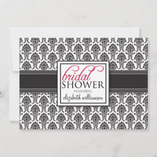 Elegant Damask Inbjudningskort för möhippan (svart