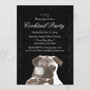 Elegant Damask Inflyttningsfest Cocktailparty Inbjudningar