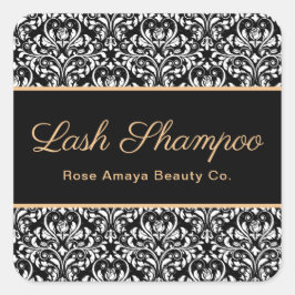Elegant Damask Lash Spa Beauty Product Label Fyrkantigt Klistermärke