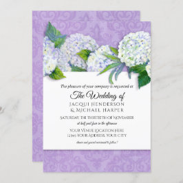 Elegant Damask Lavender n White Hydrangea Blommigt Inbjudningar