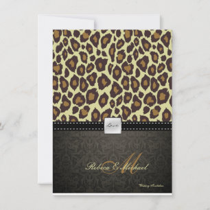 Elegant Damask Leopard bröllopsinbjudning Inbjudningar