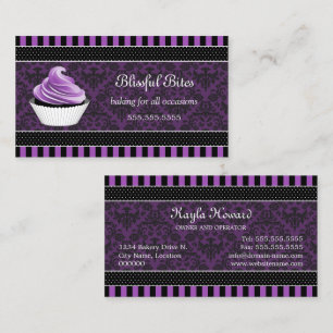 Elegant Damask Lila Cupcoa Bakery Affärskort Visitkort