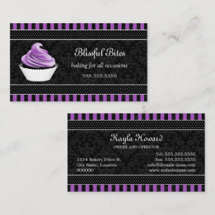 Elegant Damask Lila Cupcoa Bakery Visitkort
