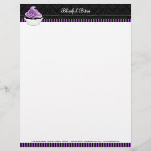 Elegant Damask Lila Cupkaka Bakery Reklamblad
