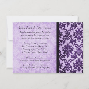 Elegant Damask Lila Ro bröllopsinbjudan Inbjudningar