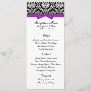 Elegant Damask med Lila Bow-mottagningsmeny Meny