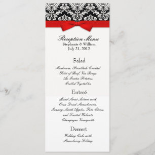 Elegant Damask med Red Bow Reception Meny