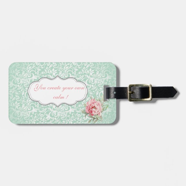 Elegant Damask med rosor, motiverande budskap Bagagebricka (Horisontell Framsida)