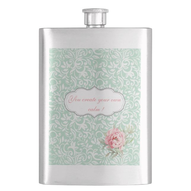 Elegant Damask med rosor, motiverande budskap Fickplunta (Framsidan)
