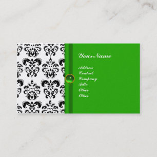 ELEGANT DAMASK MONOGRAM grön smaragd pärl Visitkort
