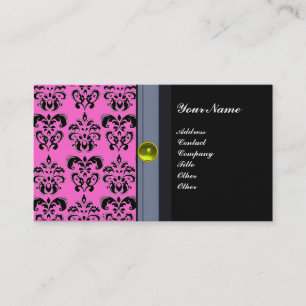 ELEGANT DAMASK-MONOGRAM svart topas gul Visitkort