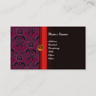 ELEGANT DAMASK MONOGRAM svart topas orange, Visitkort