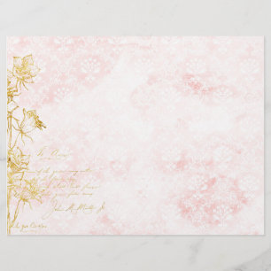 Elegant Damask och Guld Blommigt Scrapbook Papper