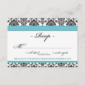 Elegant Damask OSA kort (aqua)