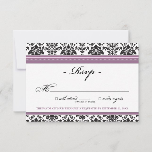 Elegant Damask OSA kort (lavender) (Framsida)
