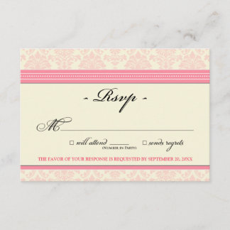 Elegant Damask-OSA kort (rosa/grädde)