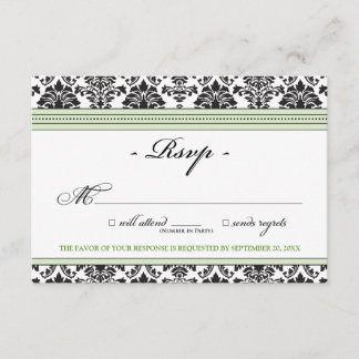 Elegant Damask-OSA kort (sage)