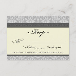 Elegant Damask OSA kort (silver/kräm)