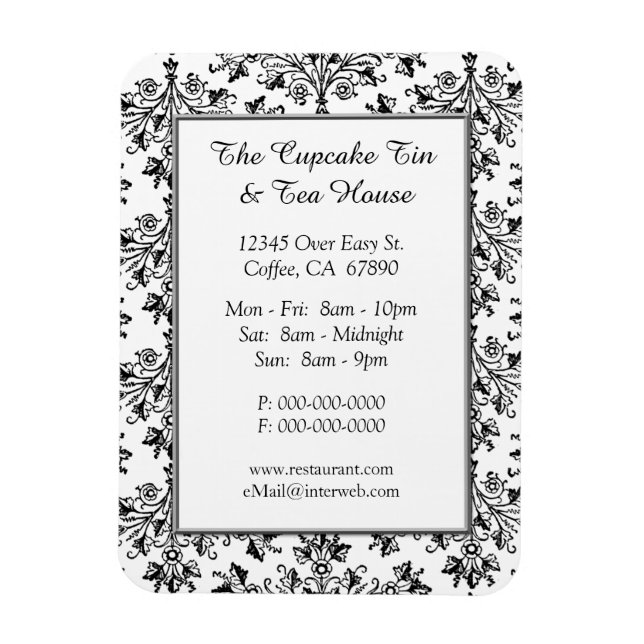 Elegant Damask Pattern Restaurant Anpassningsbar M Magnet (Vertikal)