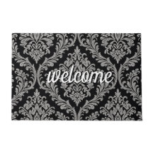 Elegant Damask Pattern "Welcome"-dörrmatning