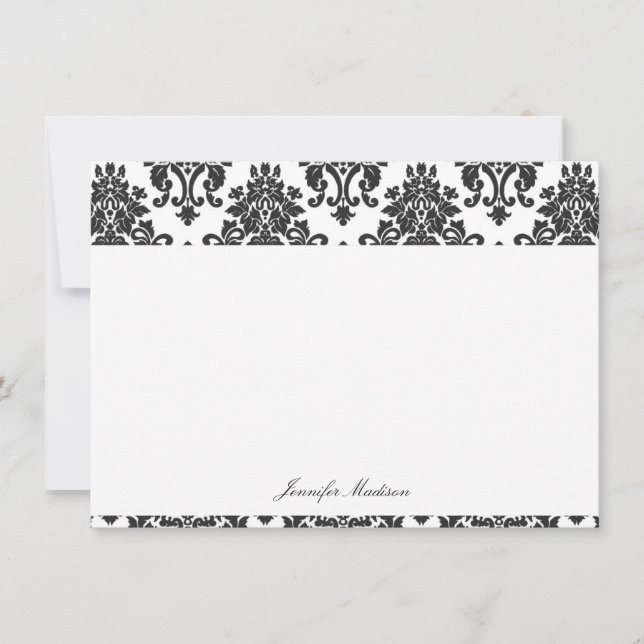 Elegant Damask - platta anteckningskort (Framsida)
