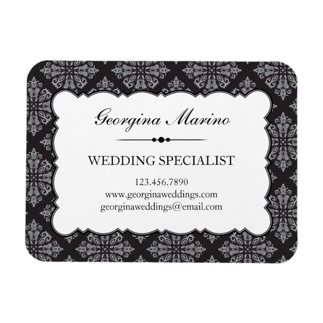 Elegant Damask Professionell Business Magnet (Horisontell)