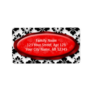 Elegant Damask Red Adressetiketters Adressetikett