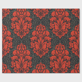 Elegant Damask Red and black wrapping paper roll Presentpapper
