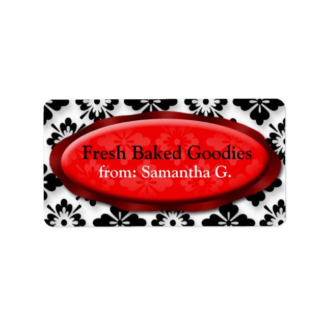 Elegant Damask Red Baking Labels Adressetikett (Framsidan)
