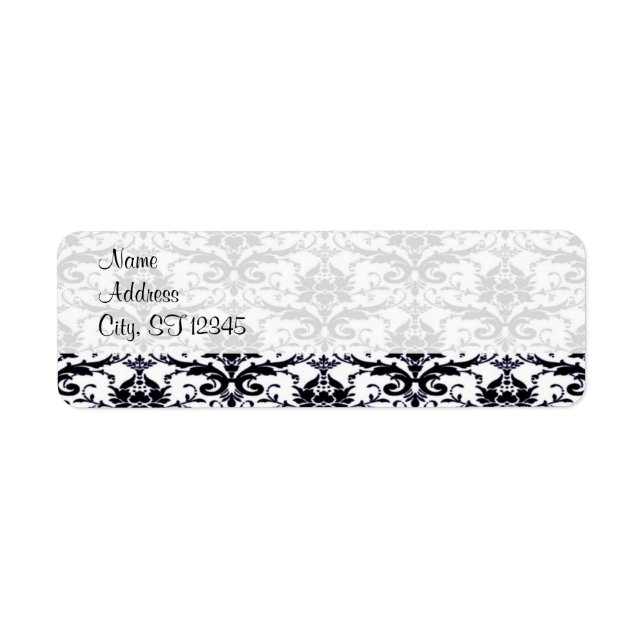 Elegant Damask Returadress Etikett (Framsidan)