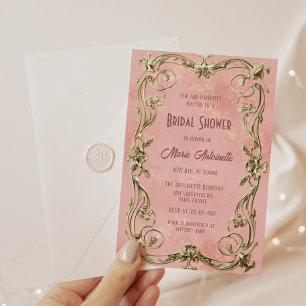 Elegant  Damask Rococo-Möhippa Inbjudningar