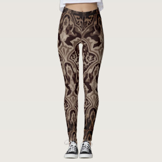 Elegant Damask sepia mönster Leggings