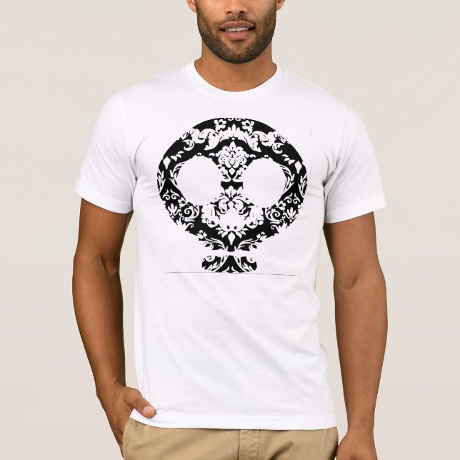Elegant Damask Snöre Goth Skull-skjorta Tee Shirt (Framsida)