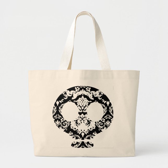 Elegant Damask Snöre Goth Skull Tote Jumbo Tygkasse (Framsidan)