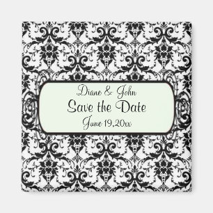 Elegant Damask Spara Datum Magnet