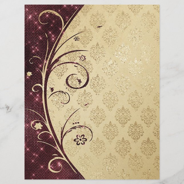 Elegant Damask-struktur Scrapbookpapper (Framsida)