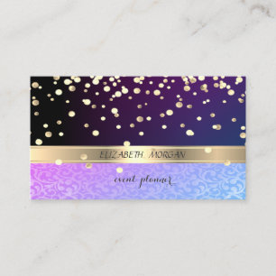 Elegant, Damask, Svart, Guld Konfetti Visitkort