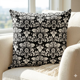 Elegant Damask svart och vit kuddslip Kudde