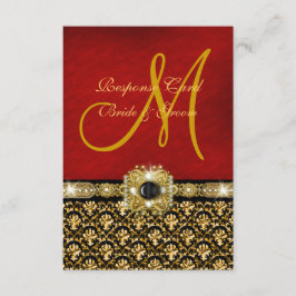 Elegant damask svart röd guld OSA kort