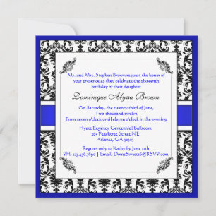 Elegant Damask Swirl Inbjudan [Blue]
